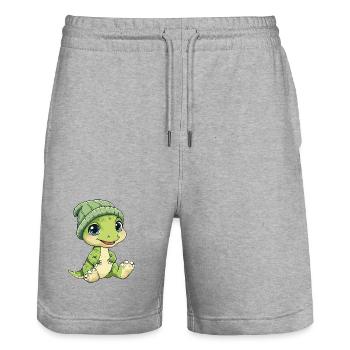 Dinosaur Cute Cute Baby Kids Animal Cartoon - Stanley/Stella Trainer Unisex Organic Jogging Shorts - heather grey - Front - Nik (191cm) & Marisol (170cm)