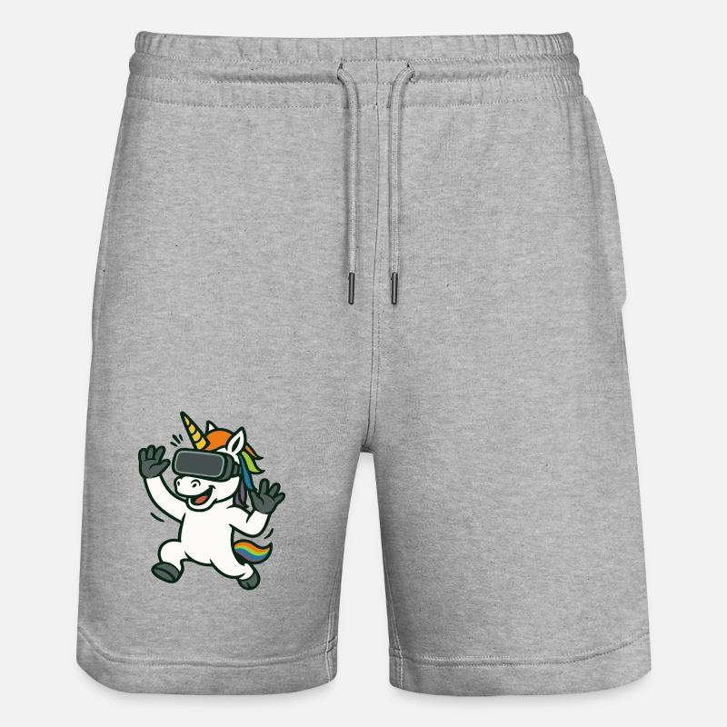 VR-Einhorn-Maskottchen mit Regenbogendetails - Stanley/Stella Unisex Bio Joggingshorts Trainer  - Grau meliert