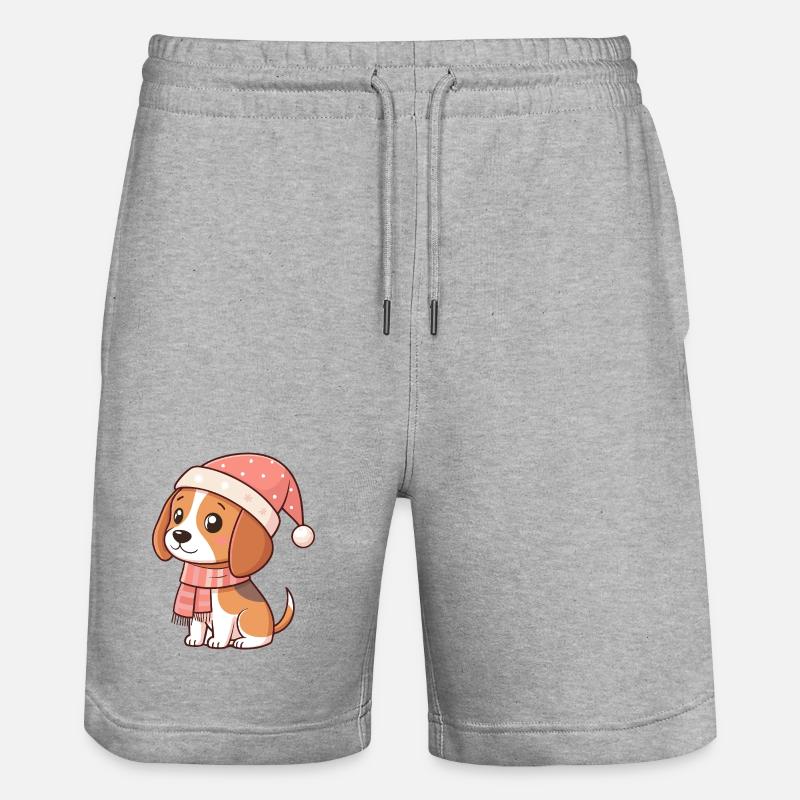 Chien beagle Noël - Short de jogging bio TRAINER Stanley/Stella unisexe - gris chiné