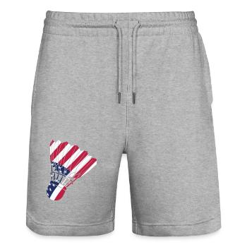 USA-Badmintonspieler-Liebhaber American Flag Patriot - Stanley/Stella Unisex Bio Joggingshorts Trainer  - Grau meliert - Vorne - Nik (191cm) & Marisol (170cm)