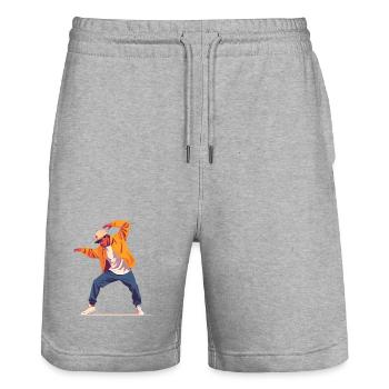 Motif de danse Personne en Breakdance Pose Dancer - Short de jogging bio TRAINER Stanley/Stella unisexe - gris chiné - Devant - Nik (191cm) & Marisol (170cm)