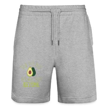 Avocado Keto Spruchbild - Stanley/Stella Unisex Bio Joggingshorts Trainer  - Grau meliert - Vorne - Nik (191cm) & Marisol (170cm)