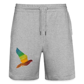  Colorful pigeon wing - modern bird illustration  - Stanley/Stella Unisex Bio Joggingshorts Trainer  - Grau meliert - Vorne - Nik (191cm) & Marisol (170cm)