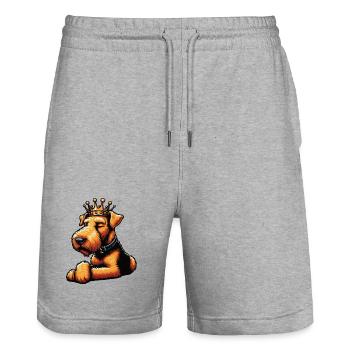 Airedale Terrier Airedales Airedaleliebhaber - Stanley/Stella Unisex Bio Joggingshorts Trainer  - Grau meliert - Vorne - Nik (191cm) & Marisol (170cm)