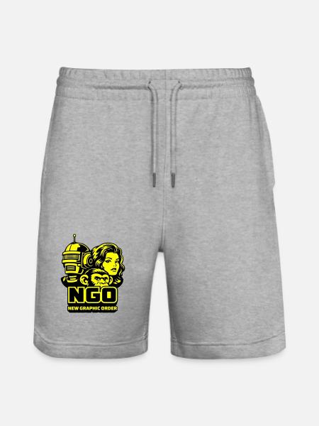 NGO Neon Pop Retro Portraits - Stanley/Stella Trainer Unisex Organic Jogging Shorts - heather grey