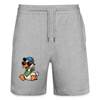 Canard joyeux avec des lunettes en forme de cœur - Short de jogging bio TRAINER Stanley/Stella unisexe - gris chiné - Devant - Nik (191cm) & Marisol (170cm)