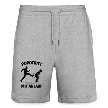 Kick in the butt with a run-up - Stanley/Stella Trainer Unisex Organic Jogging Shorts - heather grey - Front - Nik (191cm) & Marisol (170cm)