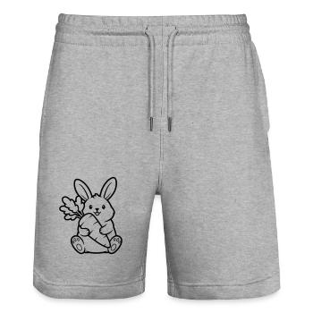 Bunny with carrot carrot coloring vector - Stanley/Stella Trainer Unisex Organic Jogging Shorts - heather grey - Front - Nik (191cm) & Marisol (170cm)