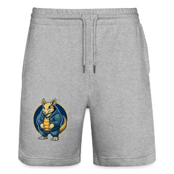 Armadillo Kawaii Maskottchen-Cartoon-Clipart-Logo-Abzeichen - Stanley/Stella Unisex Bio Joggingshorts Trainer  - Grau meliert - Vorne - Nik (191cm) & Marisol (170cm)