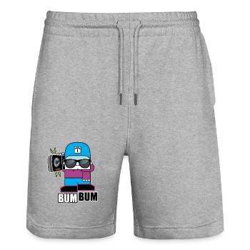 T-shirt rétro BoomBox Buddy - Short de jogging bio TRAINER Stanley/Stella unisexe - gris chiné - Devant - Nik (191cm) & Marisol (170cm)