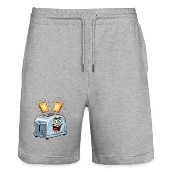 Fröhlicher Toaster mit springendem Toast - Stanley/Stella Unisex Bio Joggingshorts Trainer  - Grau meliert - Vorne - Nik (191cm) & Marisol (170cm)