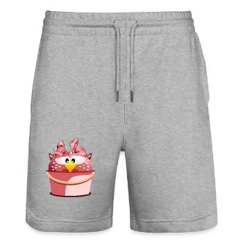 NIGHT OWL CLEANING DAY - Stanley/Stella Trainer Unisex Organic Jogging Shorts - heather grey - Front - Nik (191cm) & Marisol (170cm)