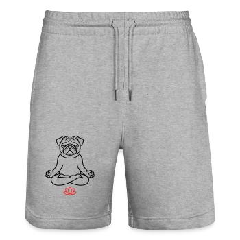 Livre de coloriage zen Pug Dog - Short de jogging bio TRAINER Stanley/Stella unisexe - gris chiné - Devant - Nik (191cm) & Marisol (170cm)