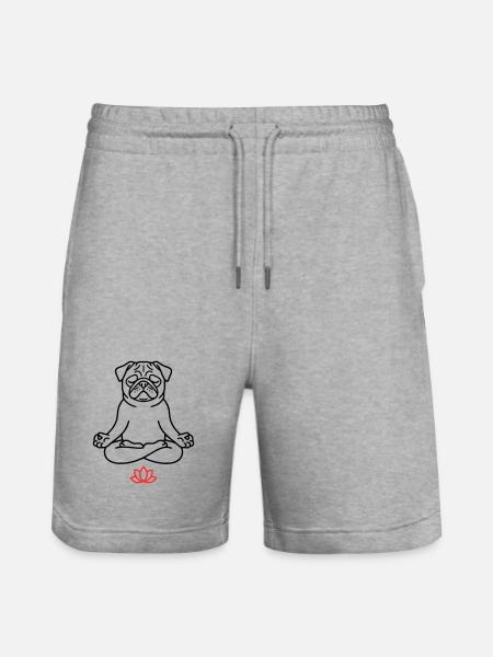 Mops Hund Zen Ausmalbild - Stanley/Stella Unisex Bio Joggingshorts Trainer - Grau meliert
