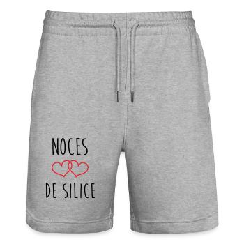 Silica's wedding 77 years of marriage - Stanley/Stella Trainer Unisex Organic Jogging Shorts - heather grey - Front - Nik (191cm) & Marisol (170cm)