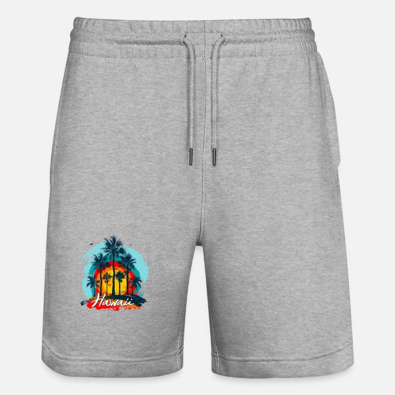 Éclaboussure de Palm Sunset Hawaii - Short de jogging bio TRAINER Stanley/Stella unisexe - gris chiné