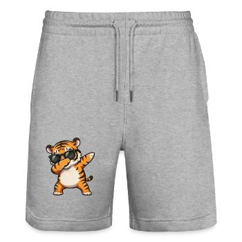Dabbing Tiger - Stanley/Stella Unisex Bio Joggingshorts Trainer  - Grau meliert - Vorne - Nik (191cm) & Marisol (170cm)