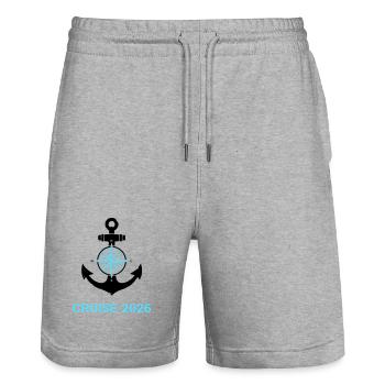 Anchor Compass Cruise 2026 Logo - Stanley/Stella Trainer Unisex Organic Jogging Shorts - heather grey - Front - Nik (191cm) & Marisol (170cm)
