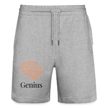 Brain in orange lines - Stanley/Stella Trainer Unisex Organic Jogging Shorts - heather grey - Front - Nik (191cm) & Marisol (170cm)