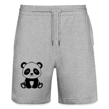 Cute Baby Panda – Black & White - Stanley/Stella Trainer Unisex Organic Jogging Shorts - heather grey - Front - Nik (191cm) & Marisol (170cm)