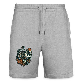 Horror Kino Retro Film Design - Stanley/Stella Unisex Bio Joggingshorts Trainer  - Grau meliert - Vorne - Nik (191cm) & Marisol (170cm)