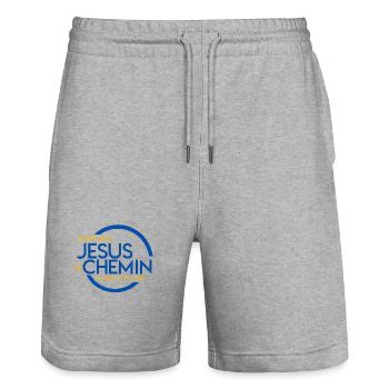 Jesus le Chemin Vérité Vie - Short de jogging bio TRAINER Stanley/Stella unisexe - gris chiné - Devant - Nik (191cm) & Marisol (170cm)