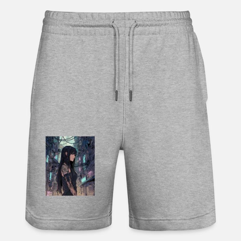 Diva cybernoir dans la jungle néon - Short de jogging bio TRAINER Stanley/Stella unisexe - gris chiné