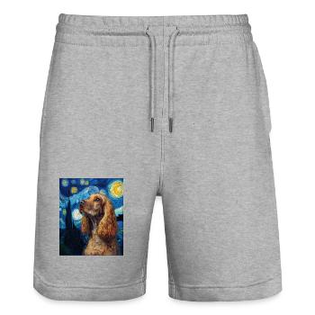 Cocker Spaniel Dog - Stanley/Stella Trainer Unisex Organic Jogging Shorts - heather grey - Front - Nik (191cm) & Marisol (170cm)