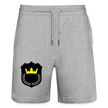 Couronne Splendeur Jaune Noir - Short de jogging bio TRAINER Stanley/Stella unisexe - gris chiné - Devant - Nik (191cm) & Marisol (170cm)