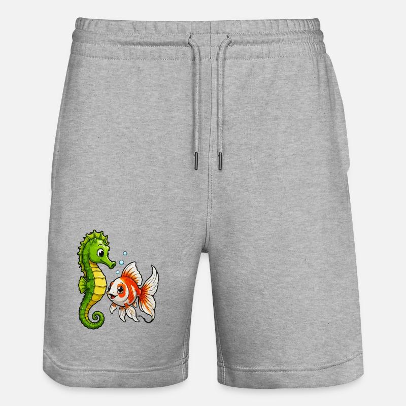 Unterwasserfreunde Seepferdchen Goldfisch - Stanley/Stella Unisex Bio Joggingshorts Trainer  - Grau meliert