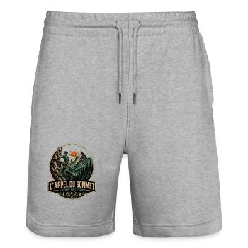 Appel du Sommet Grimpeur - Short de jogging bio TRAINER Stanley/Stella unisexe - gris chiné - Devant - Nik (191cm) & Marisol (170cm)
