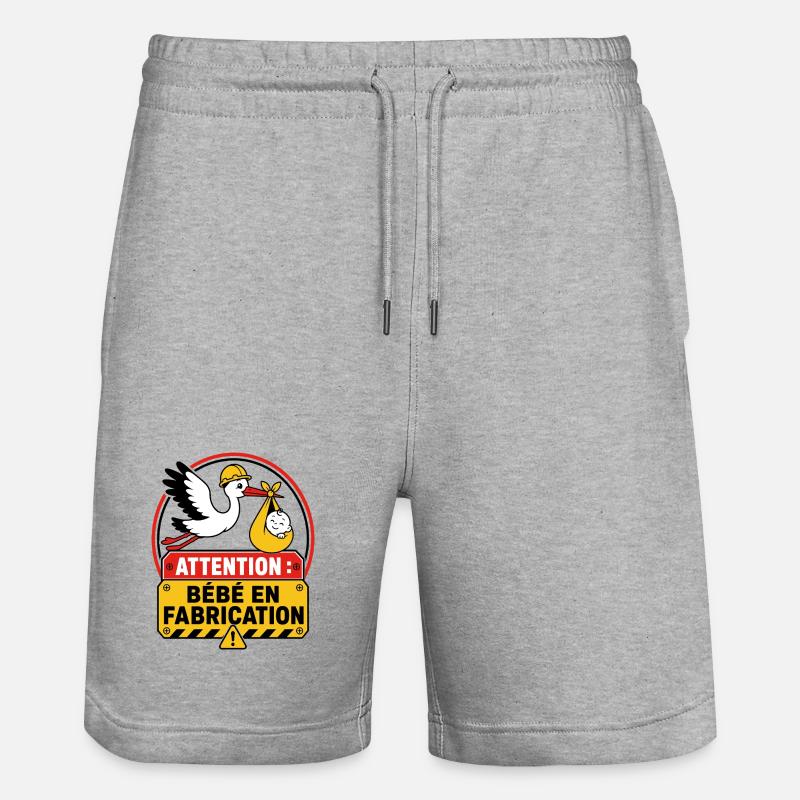 Attention Bébé en Fabrication - Short de jogging bio TRAINER Stanley/Stella unisexe - gris chiné
