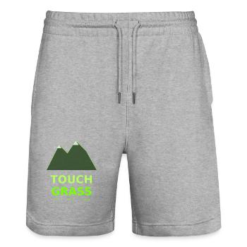 Neon Mountains Touch Grass - Stanley/Stella Trainer Unisex Organic Jogging Shorts - heather grey - Front - Nik (191cm) & Marisol (170cm)