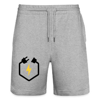 Elektriker Stecker Energie Blitz Logo - Stanley/Stella Unisex Bio Joggingshorts Trainer  - Grau meliert - Vorne - Nik (191cm) & Marisol (170cm)