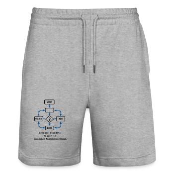 Prozess beendet: Fehler im logischen Menschenverst - Stanley/Stella Unisex Bio Joggingshorts Trainer  - Grau meliert - Vorne - Nik (191cm) & Marisol (170cm)
