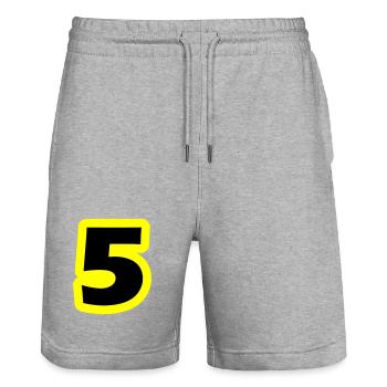 5 Number Symbol - Stanley/Stella Trainer Unisex Organic Jogging Shorts - heather grey - Front - Nik (191cm) & Marisol (170cm)