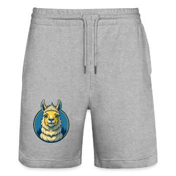 Mascotte Lame Kawaii Personnage de dessin animé Clipart Logo - Short de jogging bio TRAINER Stanley/Stella unisexe - gris chiné - Devant - Nik (191cm) & Marisol (170cm)