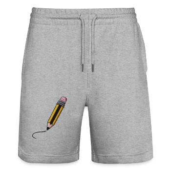 Crayon Kawaii Friendly - Short de jogging bio TRAINER Stanley/Stella unisexe - gris chiné - Devant - Nik (191cm) & Marisol (170cm)
