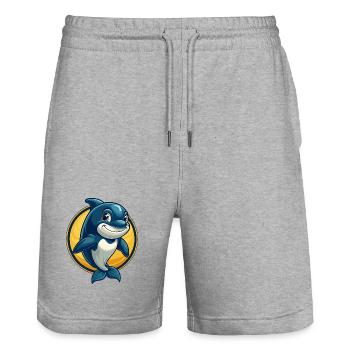 Orca Kawaii Maskottchen-Cartoon-Charakter-Clipart-Logo - Stanley/Stella Unisex Bio Joggingshorts Trainer  - Grau meliert - Vorne - Nik (191cm) & Marisol (170cm)
