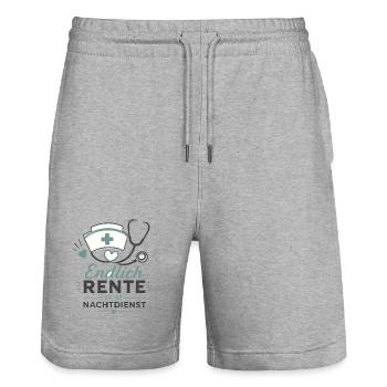 Endlich in Rente – Krankenschwester & Stethoskop - Stanley/Stella Unisex Bio Joggingshorts Trainer  - Grau meliert - Vorne - Nik (191cm) & Marisol (170cm)