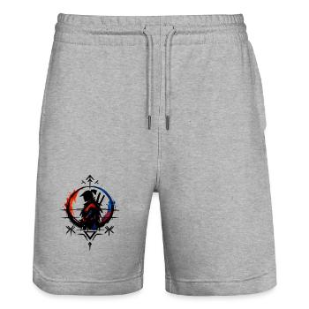 Roue des couleurs du pouvoir - Short de jogging bio TRAINER Stanley/Stella unisexe - gris chiné - Devant - Nik (191cm) & Marisol (170cm)