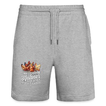Hühnerliebhaber Hühnerhalter - Stanley/Stella Unisex Bio Joggingshorts Trainer  - Grau meliert - Vorne - Nik (191cm) & Marisol (170cm)