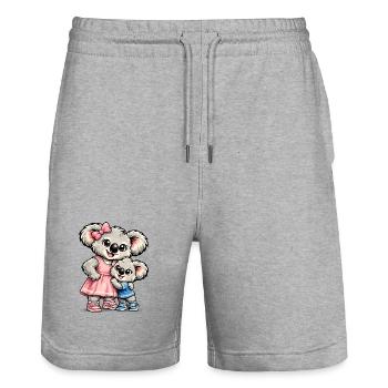 Süßer Koala – Große Schwester - Stanley/Stella Unisex Bio Joggingshorts Trainer  - Grau meliert - Vorne - Nik (191cm) & Marisol (170cm)