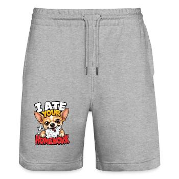 Chihuahua - Stanley/Stella Trainer Unisex Organic Jogging Shorts - heather grey - Front - Nik (191cm) & Marisol (170cm)