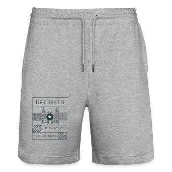 Brussels Manneken Pis Scene - Stanley/Stella Trainer Unisex Organic Jogging Shorts - heather grey - Front - Nik (191cm) & Marisol (170cm)