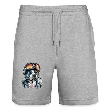 Biker Molosser 3 - 109c - Stanley/Stella Trainer Unisex Organic Jogging Shorts - heather grey - Front - Nik (191cm) & Marisol (170cm)