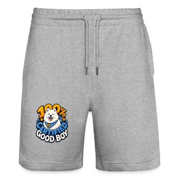 Samojeden - Stanley/Stella Unisex Bio Joggingshorts Trainer  - Grau meliert - Vorne - Nik (191cm) & Marisol (170cm)