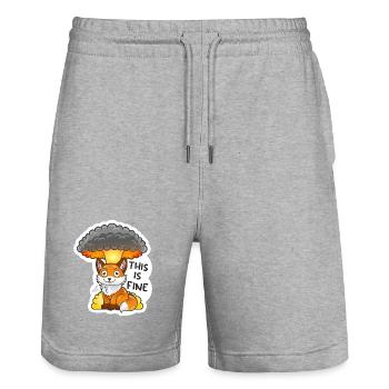 Fuchs, This is fine, Meme, Explosion - Stanley/Stella Unisex Bio Joggingshorts Trainer  - Grau meliert - Vorne - Nik (191cm) & Marisol (170cm)
