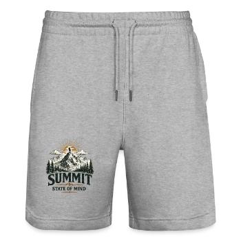 Summit State of Mind | Hiking Design - Stanley/Stella Unisex Bio Joggingshorts Trainer  - Grau meliert - Vorne - Nik (191cm) & Marisol (170cm)