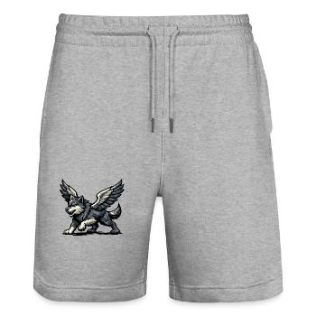 Flügelwolf Majestätisch - Stanley/Stella Unisex Bio Joggingshorts Trainer  - Grau meliert - Vorne - Nik (191cm) & Marisol (170cm)